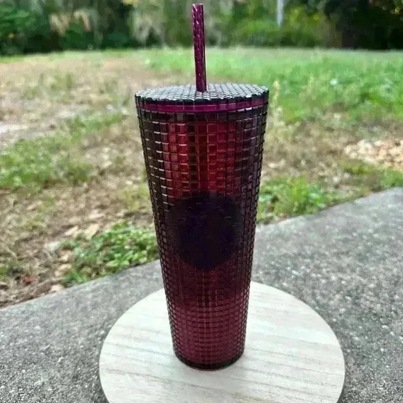 Starbucks Studded Plum Purple Grid Disco Holiday 2020 Cold Cup Tumbler (24oz) - Picture 1 of 5